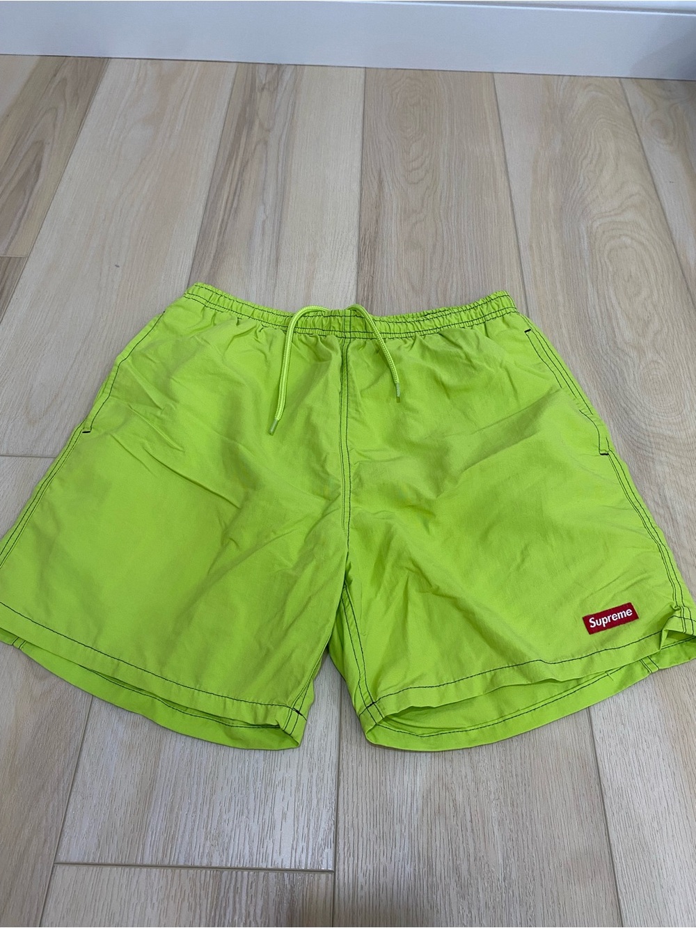 Supreme Nylon Water Short Swim Trunks Lime Green Box Logo Size Small Spell out